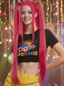 Women and Girls K-Pop Anime Wigs, Heat-Resistant Synthetic Fiber, Breathable Cap, Voluminous Curly Texture, Halloween, Christmas, Cosplay