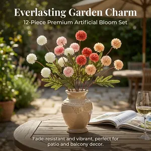 12 Pcs UV-Resistant Artificial Ball Flowers, No Vase Included, Low-Maintenance Colorfast Moldable Decor, Suitable for Indoor-Outdoor & Wedding Decor (Home Supplies, Artificial Floral Accents)