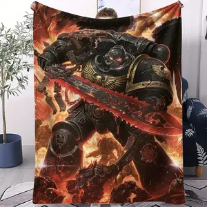 Warhammer Space Marine Pattern, Soft, Warm and Lightweight Plush Blanket, Figure Print Blanket, Suitable for Beds, Sofas, Cars, Room Decorations and Gifts, Suitable for Children and Adults, 1 Single-sided Printed Blanket