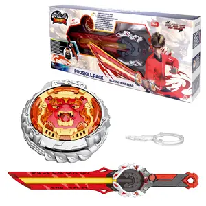 INFINITY NADO Battling top with Sword Launcher, Metal Glowing battling top, Balance Type Right/Left-Spinning Top Game Toys Battle Top Starter Pack Set, for Boys Girls 5+, Fury Wave Dragon, Blue