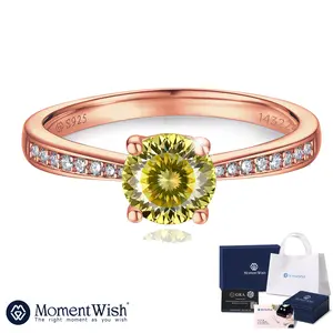 【#16 Customized Promise Ring】MomentWish Colored Synthetic Moissanite Ring for Women, Customized Birthstone Engagement Ring in S925 Sterling Silver