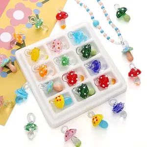 5/10Pcs, Mushroom Glass Pendants, Multicolor Beads, DIY Beading Making Earrings Jewelry Making Supplies, Handmade Necklace Bracelet Accessories