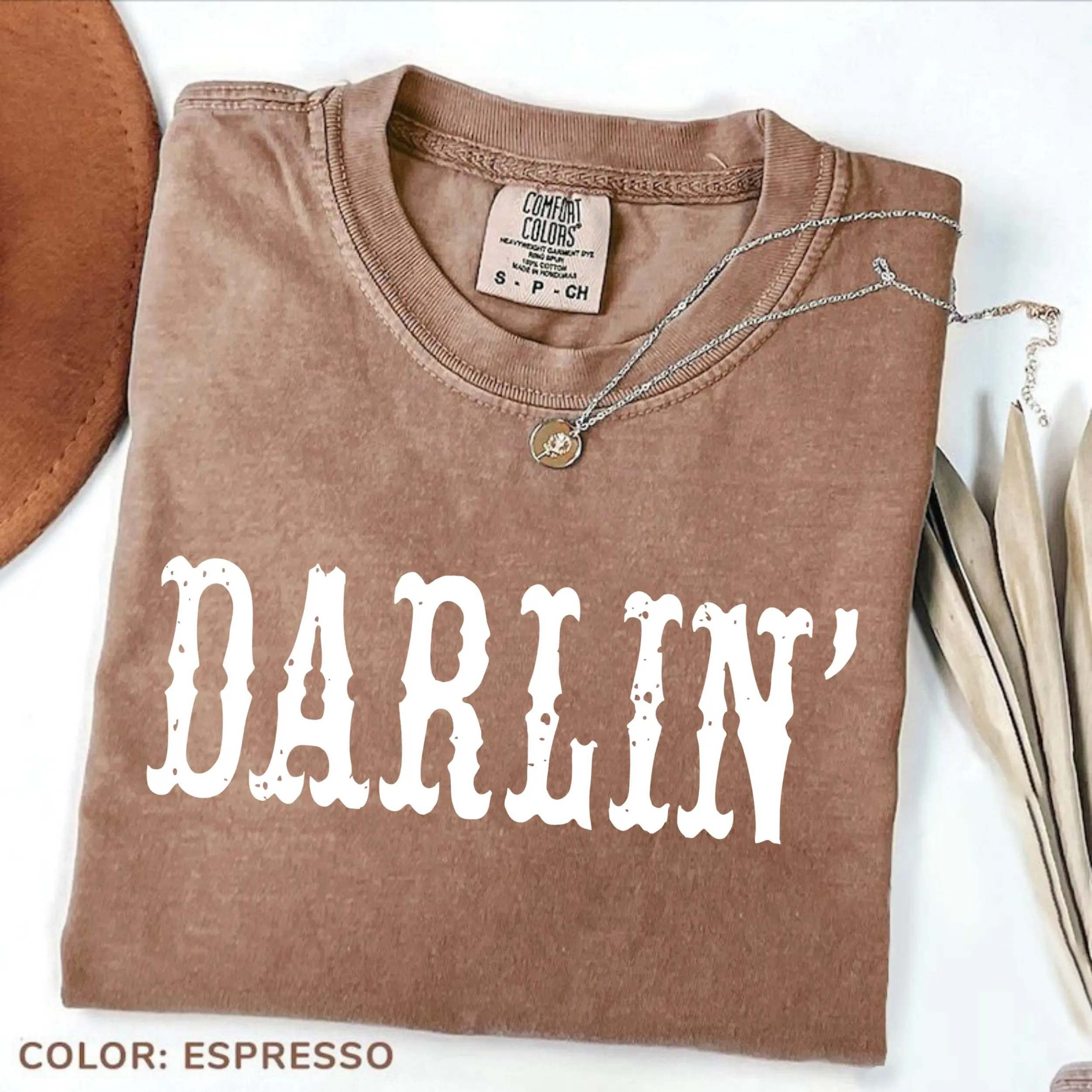 Comfort Colors Darlin' Tshirt, Cowgirl Tee, Western Cowgirl T-Shirt, Southern T-Shirt, Western Tshirt, Gift For Her, Country Girl Tee, Cowgirl Gift For Women