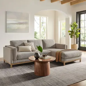 Roscoe Right-Facing Fabric Sectional Sofa with Chaise in Pewter