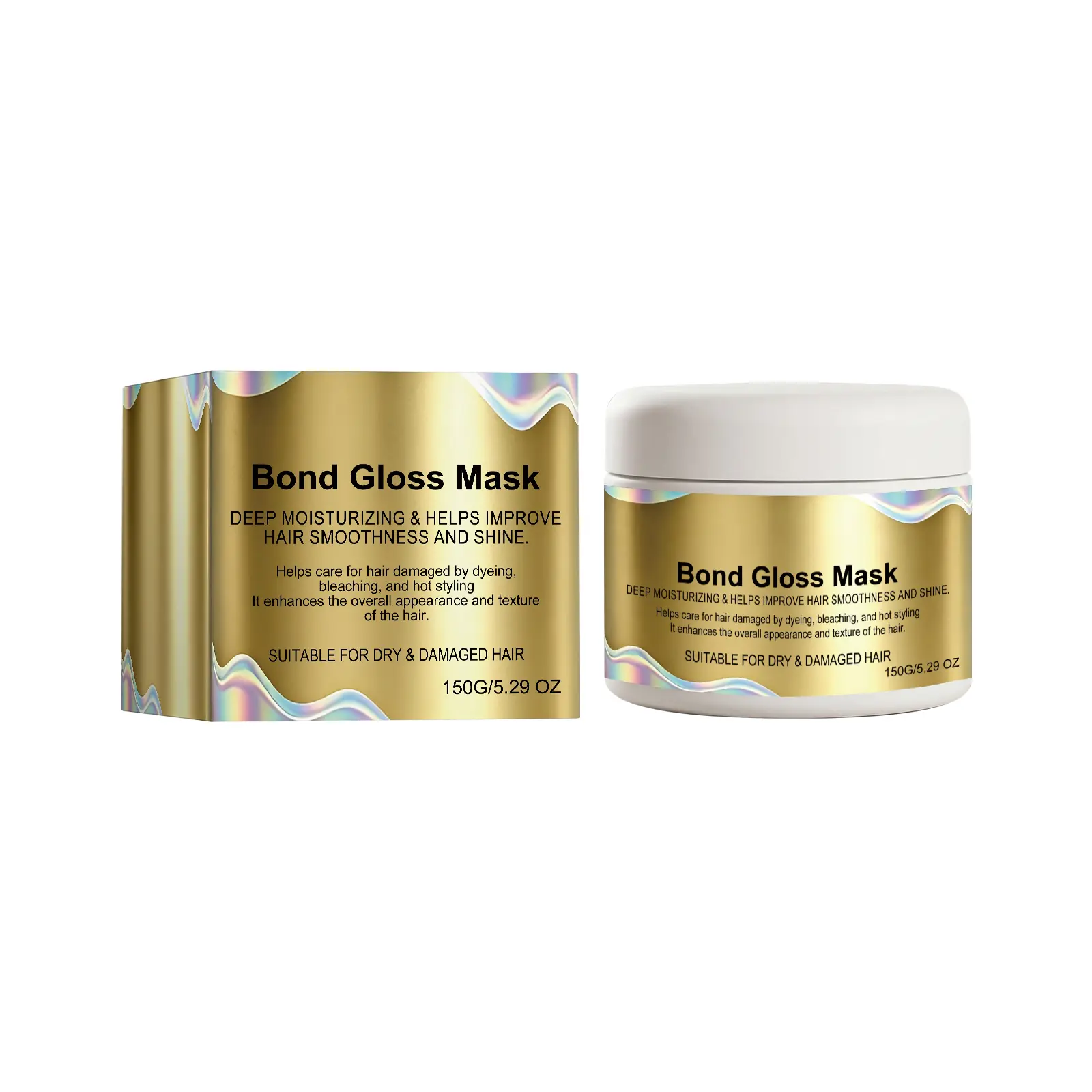 Bond Gloss Mask, with Hydrolyzed Keratin & Hyaluronic Acid, Helps Support Stronger, Smoother & Shinier Looking Hair, for Dry, Dull & Damaged Hair, Sulfate-Free & Silicone-Free