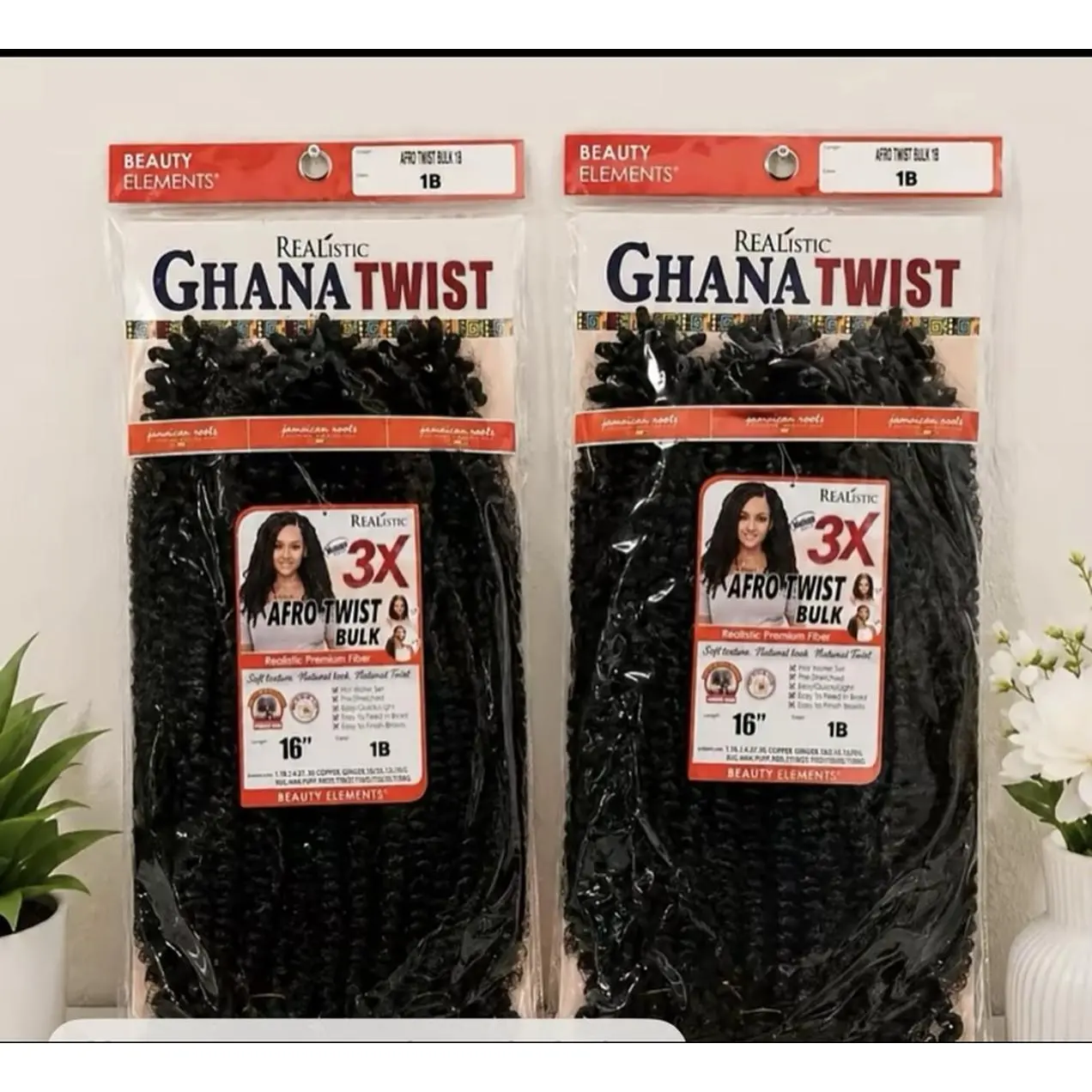 Beauty Elements Realistic Ghana Twist 18" 3X Afro Twist Bulk 16" 18" Hair Extensions