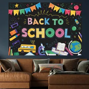 1pc Polyester Classroom Theme Back-To-School Party Backdrop Banner, Ideal for New Grade Celebrations, Birthday Events (Home & Festive Party Supplies, Studio Decor, Photography Supplies)