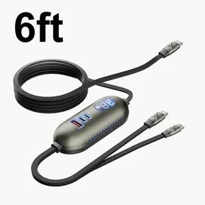 6-in-1 / 5-in-1 Car Charger: Super Fast Charging with 1.5m Extended Cable — Rear-Seat Charging Hub with Flash Charge Capability