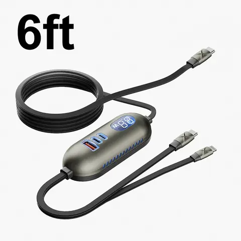 Multi-Port Car Charger Set - 6-in-1/5-in-1 High-Efficiency Adapter, 1.5m Extended Cable, Rear-Seat Hub, USB-C Plug, USB Powered PD Fast Charge for Car, Charger For Car