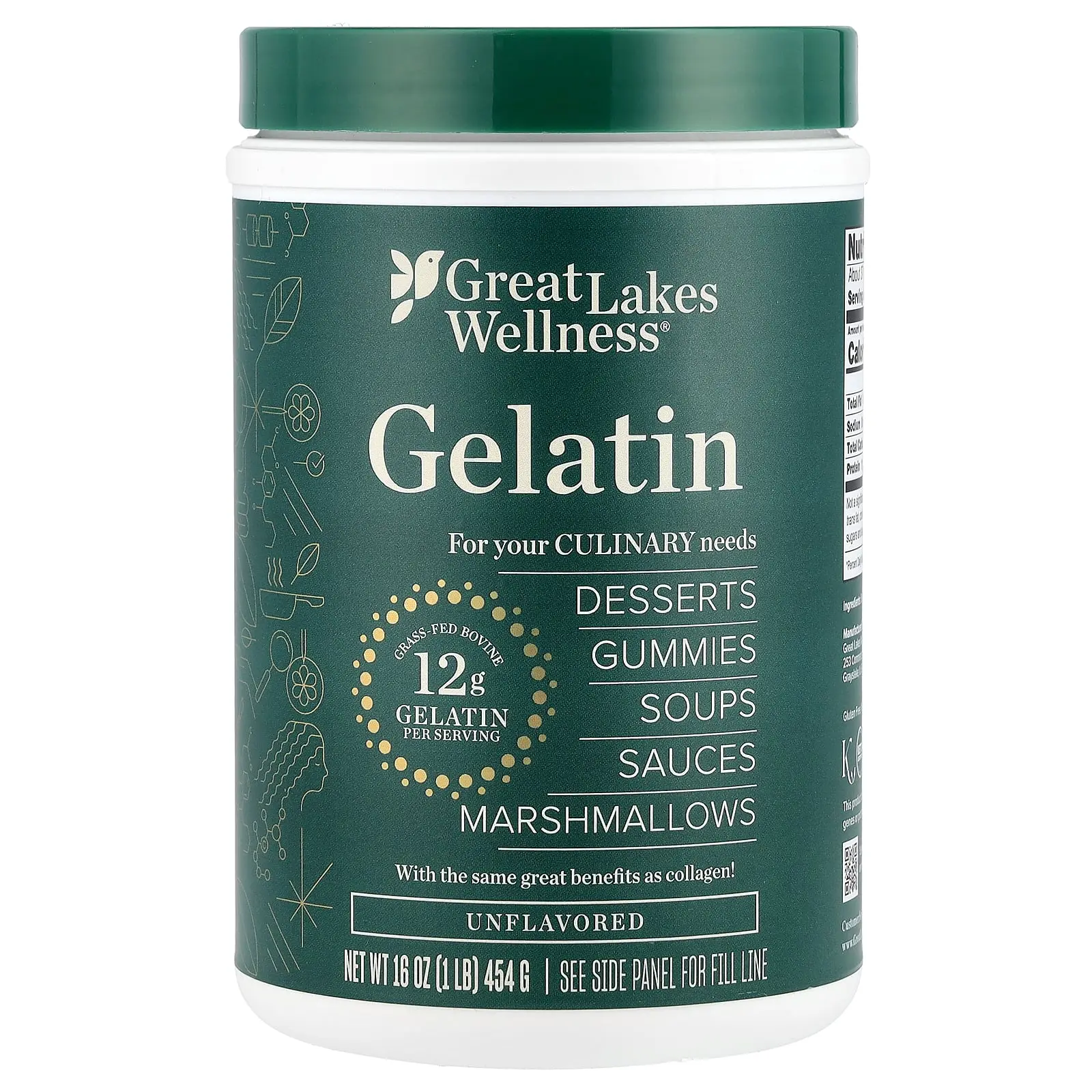 Great Lakes Wellness Gelatin, Unflavored, 16 oz (454 g) Great Lakes Wellness Gelatin, Unflavored, 16 oz (454 g)