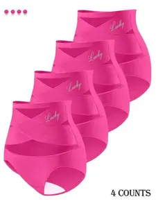 Women's High-Waisted Mesh Panties Set (4 Pcs), Soft Breathable Non-Irritating Design, Comfortable All-Season Underwear, Sizes S-Xxl, High Rise Panties