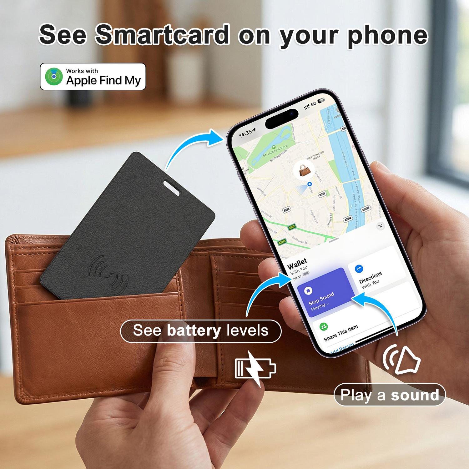Security GPS Tracker Smart Card Tracker, Works with Apple Find My (iOS Only), Android Not Supported, Wireless Rechargeable Wallet Tracker Card, Global Location, Anti-Lost Item Locator for Wallets, Luggage, Bags Security GPS Tracker Smart Card Tracker, Works with Apple Find My (iOS Only), Android Not Supported, Wireless Rechargeable Wallet Tracker Card, Global Location, Anti-Lost Item Locator for Wallets, Luggage, Bags