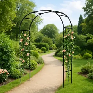 88"*105" Heavy Duty Steel Garden Arch Arbor Trellis - Weather-Resistant Black Archway for Climbing Plants, Wedding Ceremony, Party & Outdoor Decoration - Sturdy Metal Arch for Lawn, Patio, Pathway & Backyard