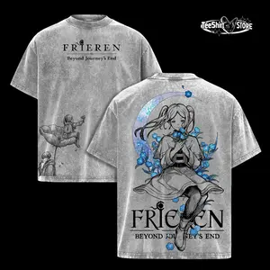 Frieren Beyond Journey’s End T-Shirt – Frieren Anime Graphic Hoodie, Season 2 Anticipation Design, Vintage Washed Oversized Heavy Cotton Shirt, Soft Streetwear Unisex, Gift for Frieren Fans