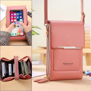 Women's Lightweight Small Crossbody Bag Phone Wallet Crossbody Purse Square Leather Crossbody Wallet for Travel Card Holder Document Bag Touchscreen Compatible chain