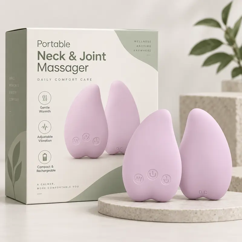 Rechargeable Neck Massager with Heat, Portable Joint Care Massage Device for Daily Relaxation, Comfort Gift for Family