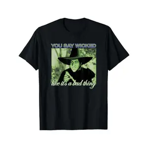 1pc Wicked Witch Graphic Tee, 100% Cotton Crew Neck T-Shirt, Casual Loose Fit Knit Fabric Top for Men, The Wizard of Oz Inspired Print Menswear Tshirt Black Streetwear