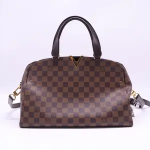 Pre-owned Louis Vuttion leather Tote Bags Louis Vuitton Damier Canvas Kensington Bowling Bag twins B21446