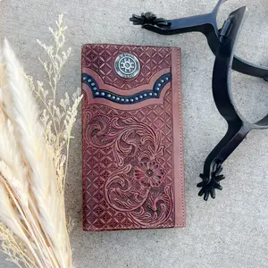Lane Western Tooled Leather Men's Rodeo Wallet
