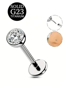 Titanium Threadless Nose Stud Push Pin Earrings Flat Back Tiny CZ Hypoallergenic Cubic Zirconia Small Nose Helix Cartilage Tragus Conch Labret Medusa Monroe Piercing Jewelry for Women Men Body Jewelry Flat Pierced Jewelry