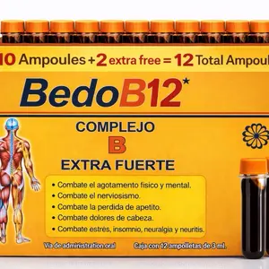 BedoB12 Hierro multi vitamin Complex B B12 Antioxidant Supplement - 12 Single Doses of 15 mL for avanzada La mas completa daily energy and wellness iron minerals
