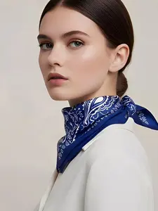 Ladies' Fashion Silk Triangle Scarf Women Cashew Print Headband Scarf Thin breathable sunscreen Headband Hair Band