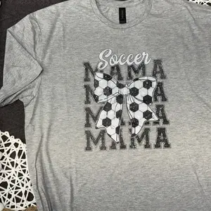Soccer Mama - Sports Mama T-Shirt - Short Sleeve Crewneck - Soccer Field Design - Sports Mom Life - Shortsleeve