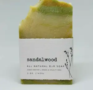 Sandalwood Bar Soap Handcrafted Luxury Cleansing Bar with Olive & Coconut Oils for Nourishing Skin Care
