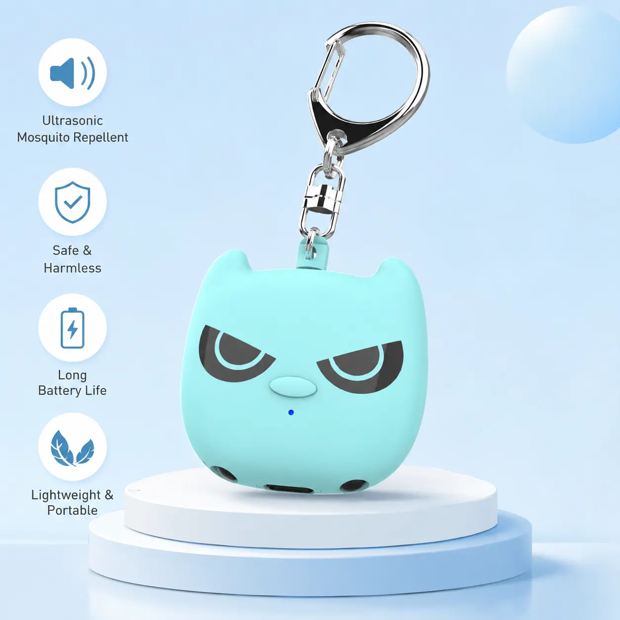 Lightweight Portable Ultrasonic Mosquito Repellent Device Keychain - 1-Count, 40mm, Type-C Charger, USB Port, Metal Keyring, LED Lighting, 120-Min Charge, 40-Hour Operation, 360-Degree Ultrasonic Coverage, Home Supplies, Party Gifts for Outdoor Travel