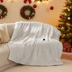 GentleSoft Heated Blanket Soft Ribbed Flannel Electric Blanket, Heating with 4 Time Settings, 6 Heat Levels, 3 hrs Timer Auto Shut Off, Gifts for Othe