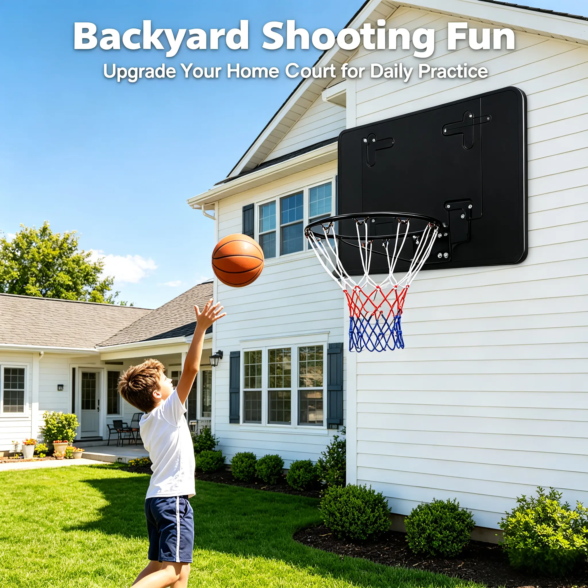 Standard 18" Powder Coated Basketball Rim Replacement Hoop, Heavy-Duty Solid Iron Frame, UV-Resistant All-Weather Net, Universal Mount, Easy-Install Hardware Included for Indoor/Outdoor Shooting Drills