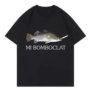 Humorous Bomboclat Fish Meme T-Shirt Trendy Streetwear Retro Short Sleeve Tee for Women Harajuku Vintage Style