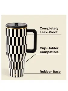 Hydrojug Checkered Pattern 40oz Double-Layer Stainless Steel Flip-Lid Stainless Steel Water Bottle. Suitable for commuting, outdoor use or vehicle transportation. of 1180ml and is suitable for use during workouts, at work, or when going out.