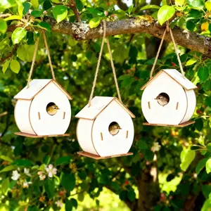 3pcs DIY Wooden Birdhouse Kit Paint Your Own Bird House Set For Kids Arts And Crafts Unfinished Wood Garden Decor Activity For Boys And Girls