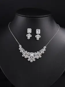 Elegant Bridal Zircon Necklace Set, Luxury Wedding Jewelry, Rhinestone Pendant & Earrings, Perfect Gift for Brides