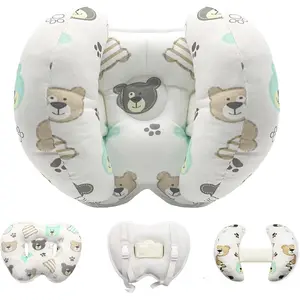 Baby Head Neck Support Pillow, 2 in 1 Banana Neck Pillow for Babies, Travel Pillow for Stroller Neck Support for Newborn, Adjustable Baby Pillow for Head (Bear)