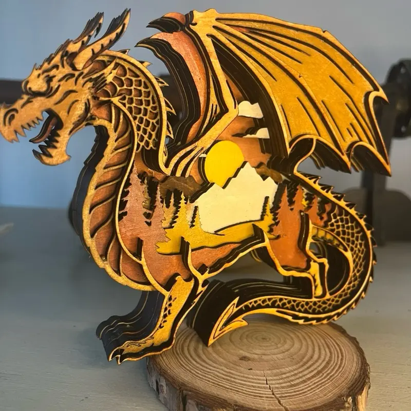 Wooden dragon handcrafted decor