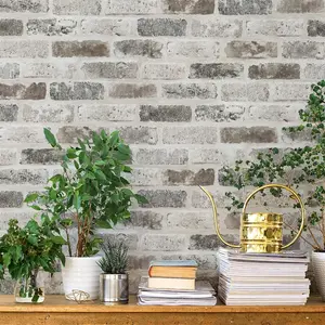 17.3"×118" Brick Peel and Stick Wallpaper Brick Wallpaper Grey Brown 3D Brick Self Adhesive Contact Paper Textured Removable Vintage Wallpaper Decorative Wall Classroom Covering