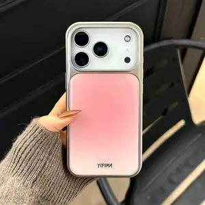 Vintage Starry Gradient Back Cover for IP17 Pro Max, Hollow Large Window, Elevated Protection, Electroplated Full Coverage, Shockproof Phone Case for IP16/15/14 Pro Max, Women's Model