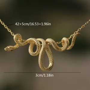 Sexy Twisted Snake Necklace - 42+5cm Chain, 3cm Pendant, Simple High-End Design, Fashionable Jewelry for Women, Bar Party Accessory
