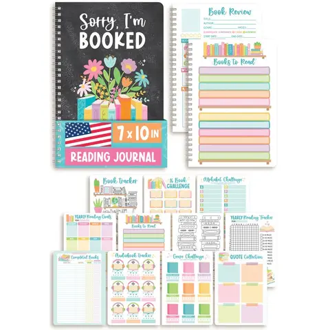 Hadley Designs Women's Guided Reading Journal - Office Stationery Journaling Supplies with Printed Layouts, Book Log, Review, Rating & Progress Tracking, Book Lover Gift to Build a Reading Habit for Kids Who Love to Read