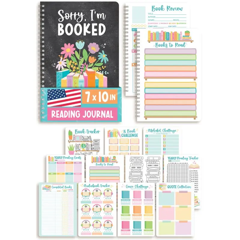 Hadley Designs Women's Reading Journal - Office Stationery Book Log, Review & Rating Tracker with Progress Tracking for Building Reading Habit, Gift for Book Lovers & Kids