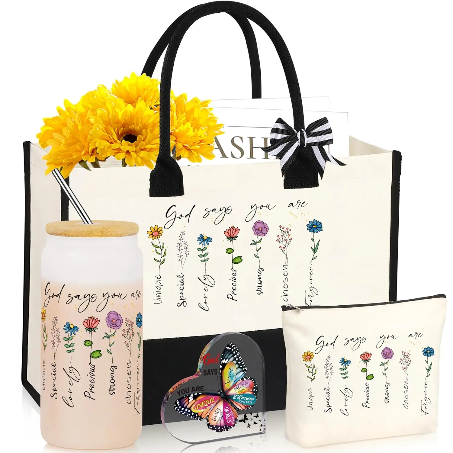 Christian Gifts for Women Birthday - God Says You Are - Religious Faith  Inspirational Gifts for Mom, Sister, Girl, Female, Coworker, Christian Tote Bag Makeup Bag