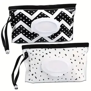 2-Pack Reusable Wet Wipe Holders, Portable Wet Wipe Bags, Travel Wet Wipe Dispenser, Christmas, Halloween, Thanksgiving Gifts
