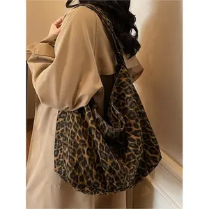 Camouflage Canvas Large Backpack, Leopard Print Crossbody Shoulder Bag, Fashion Vintage Unisex Bag for Commuting, Shopping, School, Work