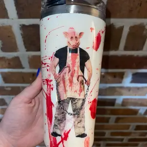 Butcher pig Tumbler Drinkware Mug Cup Washable Reusable Portable