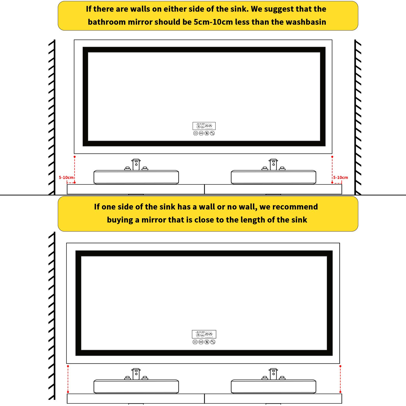 LumiBased Rectangular LED Mirror Light with bluetooth