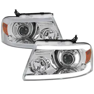2004-2008 Ford F-150/ 2006-2008 Lincoln Mark LT Projector Style Headlights w/ LED Bar (Chrome Housing/Clear Lens)