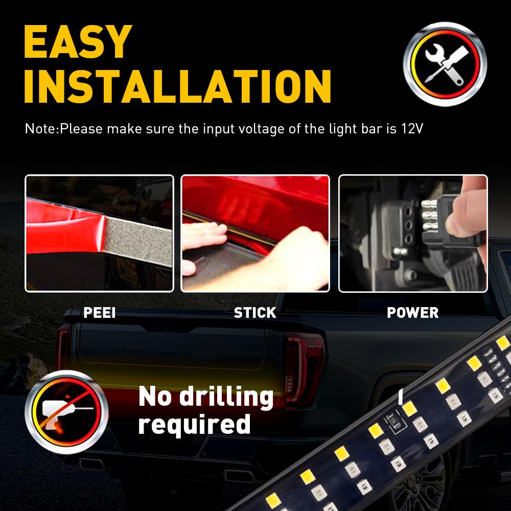 AUXITO 48"/60" LED Strip Tailgate Light Bar Reverse Brake Signal For Chevy Ford Dodge GMC Truck