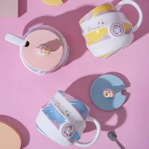 Funny Unicorn Mug, Iced Coffee Glass, Adorable Rainbow Cup with Lid & Spoon, Perfect Gift for Kids, Girls & Unicorn Lovers